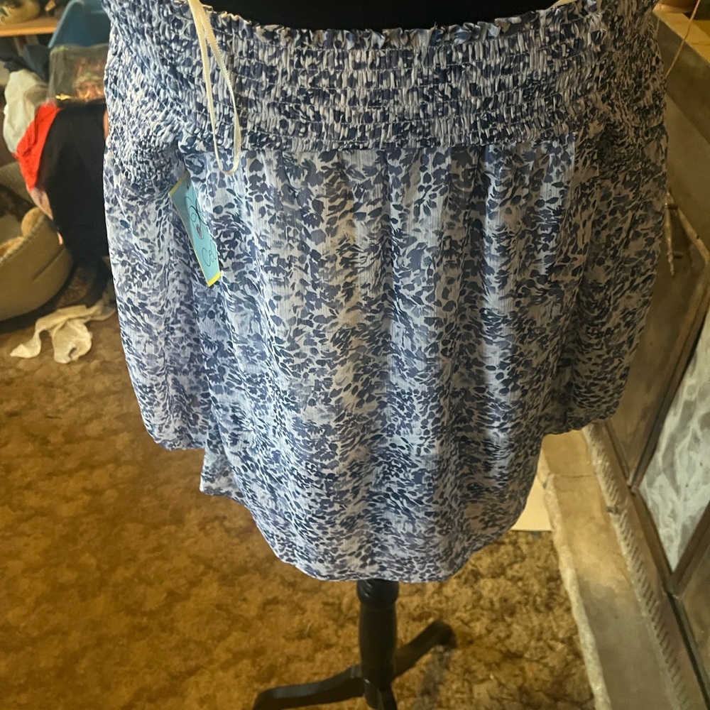 CeCe Blue Floral Tunic Top